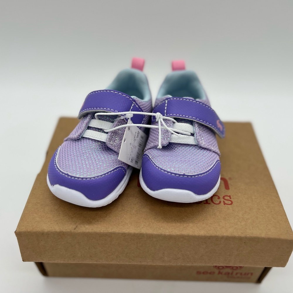 Toddler Girls See Kai Run Purple Shimmer Stryker Sneakers with Box